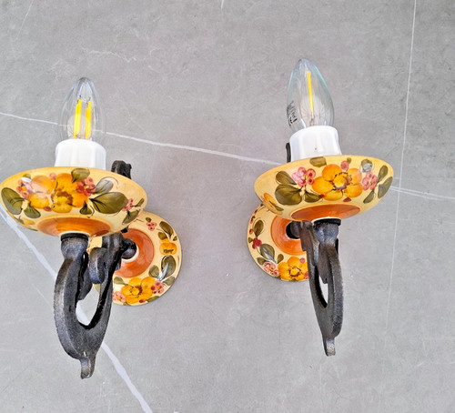 Pair vintage porcelain lamp - pair, of