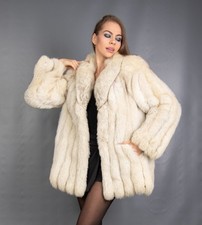 7019 GLAMOROUS REAL BLUE FOX COAT LUXURY FUR JACKET PELZ BEAUTIFUL LOOK SIZE M