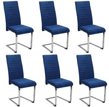 set of 6 Blue Velvet Dining