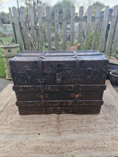 Stunning antique steamer trunk - steamer,