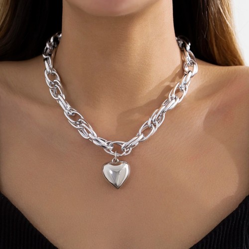 Link chain necklace heart - link,