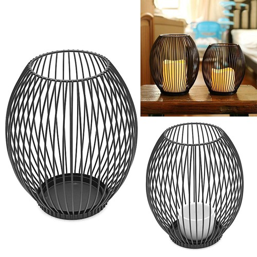Black metal wire lantern - black,