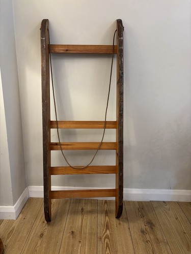 Vintage handmade wooden sledge - vintage,