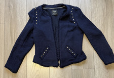 Zara Trafaluc Tweed Studded Blazer Jacket XL Navy blue  Midnight blue