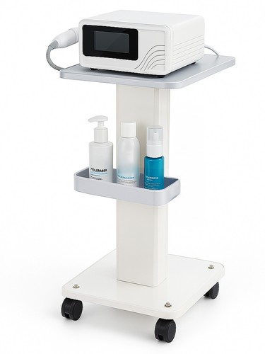 Beauty trolley wheels white - on,