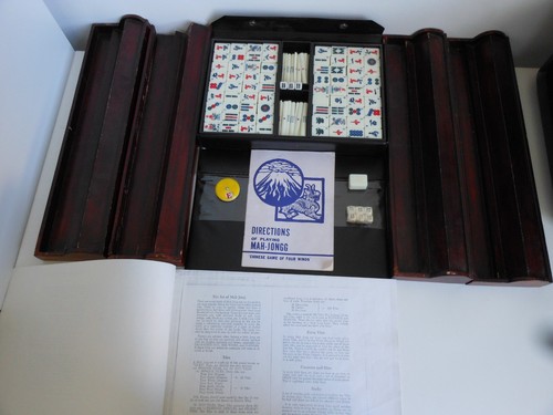Mahjong set with four - with, wooden