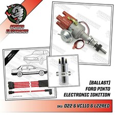 Ford Pinto engine Electronic Distributor Ballast Ignition Coil Red 8mm HT Leads