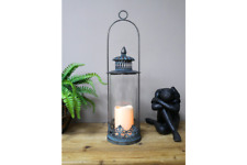 Vintage French Style Tall 50cm Ornate Metal & Glass Hurricane Candle Lantern