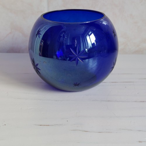 Cobalt blue glass votive - cobalt,