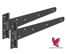2 Tee Hinges 8/10/12/14/16/18/24" Medium Duty T Hinge Door Gate Shed Black Pair