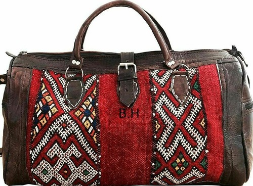 Leather kilim travel bag - ,