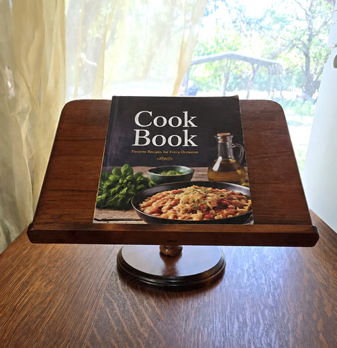 Vtg wooden book stand table - book,