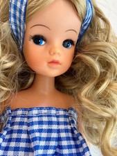 OOAK Custom Rerooted Vintage Sad Face Sindy Doll - Long Ash Blonde Curly Hair 