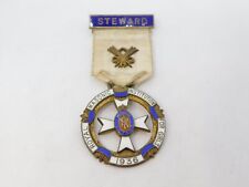 Sterling Silver Gilt & Enamel Masonic Jewel Fob Medal Antique 1936 London