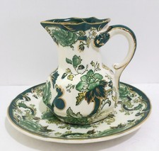 Mason's Mandalay Chartreuse Hydra Jug 4 1/2" with Under Plate