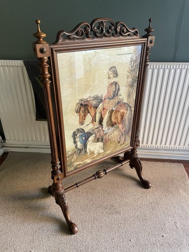 Large antique mahogany fire - mahogany,