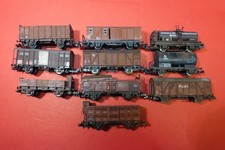 Minitrix, Arnold and Others N Freight Train 10 Pieces Aged