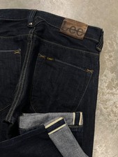 Vintage Lee Jeans Selvedge Denim Mens Size 30 Indigo Raw USA Cowboy Western