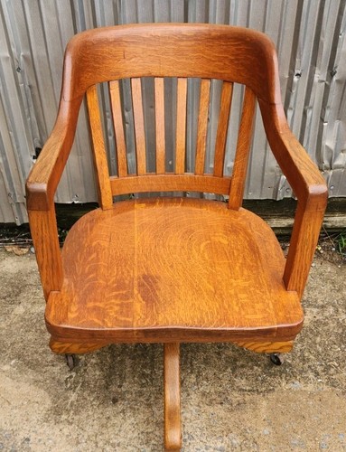Antique oak banker swivel - antique,