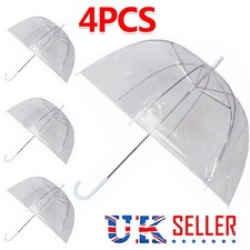 4pcs 33" Clear See Through Dome Umbrella Ladies Transparent Walking Rain Brolly