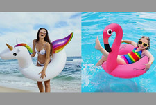 Adults Inflatable Swimming Ring Flamingo Unicorn Swim Pool Beach Float 90cm