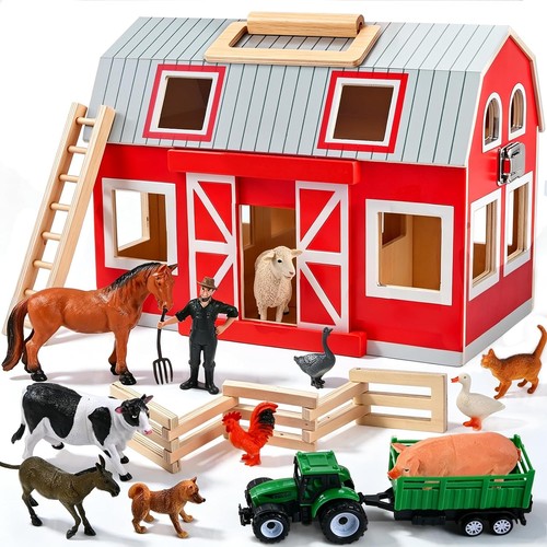 Wooden barn toys - wooden, with