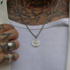 Silver Compass Mens Necklace, Silver Pendant Necklace For Men, North Star