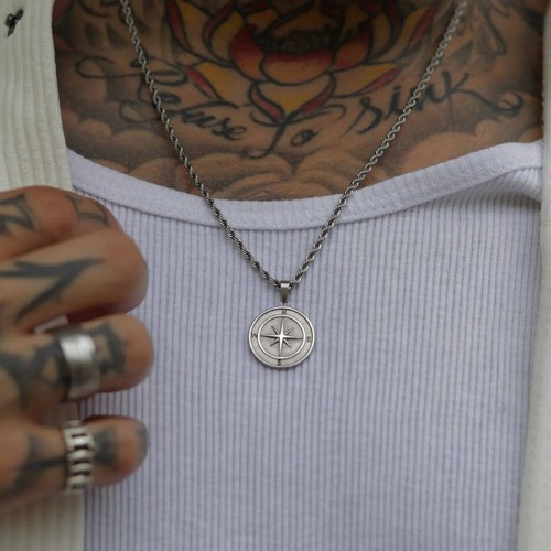 Silver compass mens - silver,