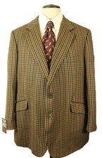 Vintage John G Hardy Brown Mix Check 48R Vintage Gents Tweed Jacket