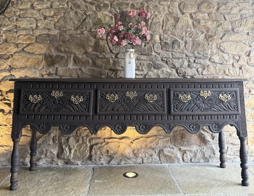 Solid oak hand carved antique - solid,