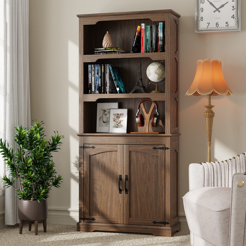 Walnut bookcase farmhouse - walnut,