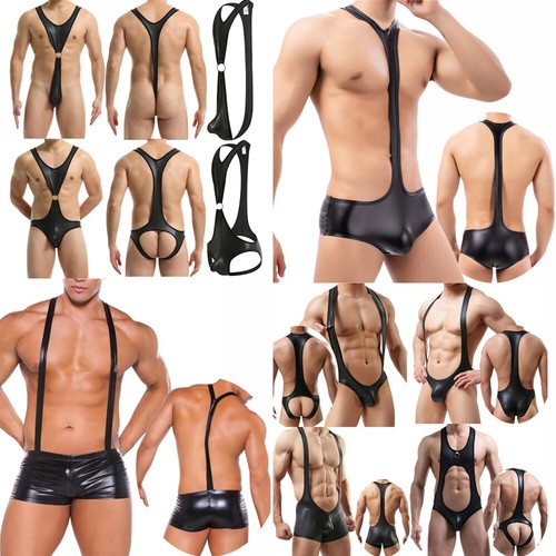 Mens sexy wet look wrestling - mens,