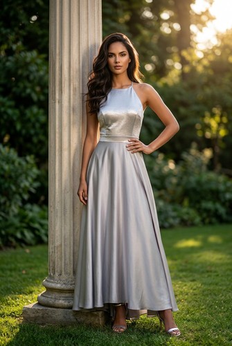 Coast silver satin ballgown - silver,