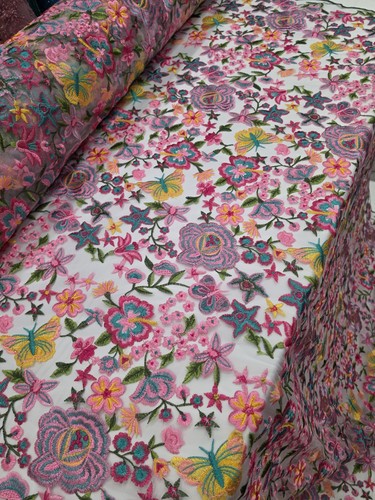 Pink lavenderfloral embroidery - pink,