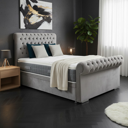 Chesterfield sleigh bed frame - bed,