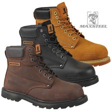 MENS LEATHER WORK BOOTS LEATHER BOOTS STEEL TOE CAP ANKLE SAFETY SHOES TRAINERS