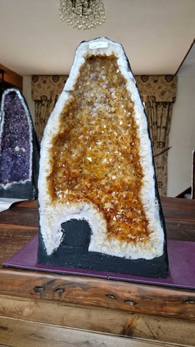 Tall citrine geode 444 crystal - citrine,
