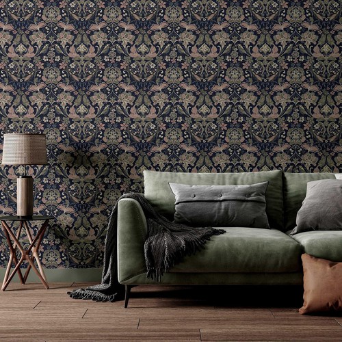 Floral folk damask - floral,