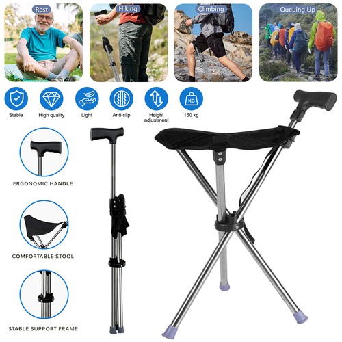 Folding walking stick seat - walking,