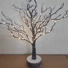 60CM Artificial Trees Twig Tree Glitter Twig Christmas Tree with White Snow