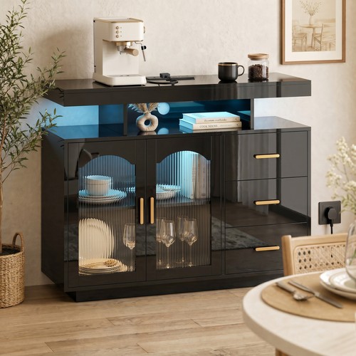 Homcom high gloss sideboard - high,