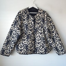ZARA Printed Black White Oversized Patchwork Quilted Jacket XL Ex Large 14 16