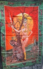 Vintage cheetah warrior woman tapestry - Rare