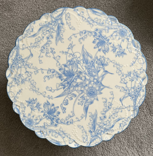 Blue white fluted cake - &,