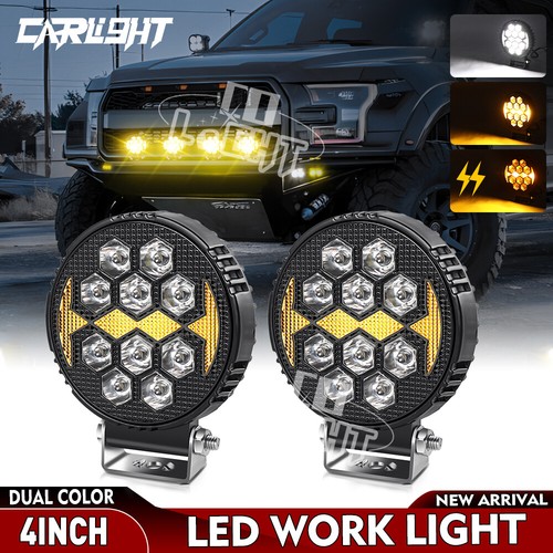 Pair amber drl round spot - 4",