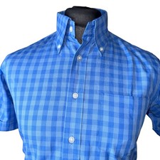 BRUTUS TRIMFIT Shirt Mens MEDIUM (40") Short Sleeve Blue Check