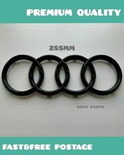 Audi Rings 285mm Front Hood Grille Emblem Badge Decal Gloss Black A6 A7 Q3 Q5 Q7