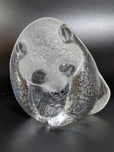 Vintage engraved glass panda - engraved,