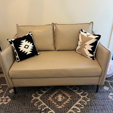 Parker Knoll Caramel Leather Designer Sofa Style  | Assembly required