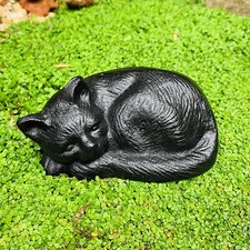 Cat Garden Ornament Sleep Cast Iron Pussy Cat Statue Outdoor Decoration